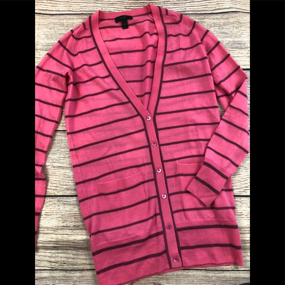 J Crew XXS pink merino wool button cardigan NWOT